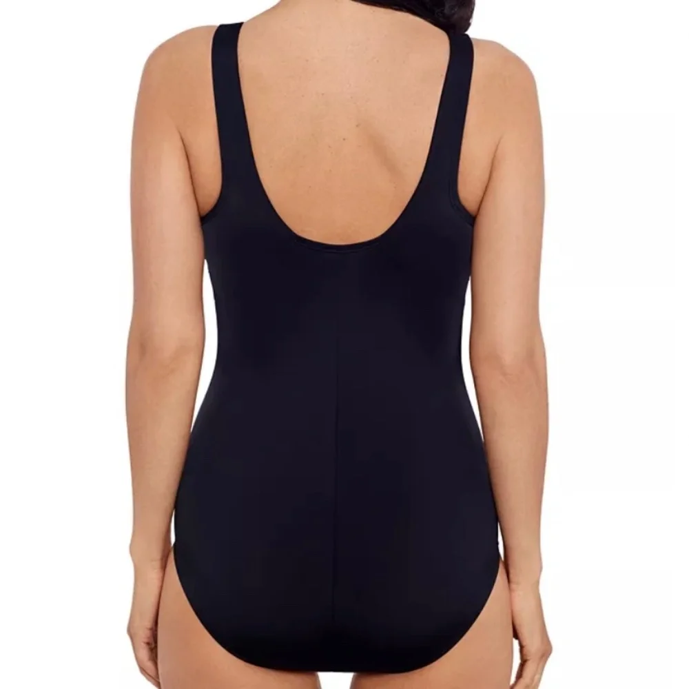 Swim Solutions Womens High Neck Contrast lined One Piece Swimsuit 16 - Picture 2 of 8